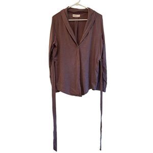 Carve Designs Cardigan Womens XL Lavender Slub Knit Collar Belt Tie Waist